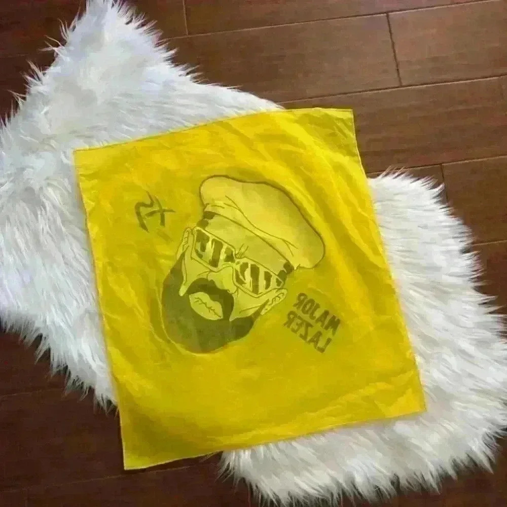 VTG Major Lazer XS night club yellow bandana with man and beret - Picture 3 of 5